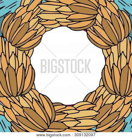 Round Frame From Bananas, Against White Background. Illustration For Fair Trade Products Sites. Icon