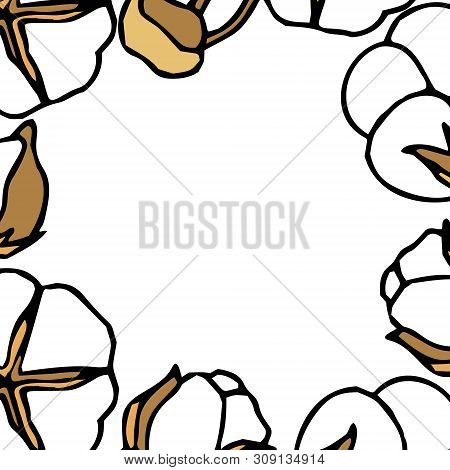 Rectangular Frame From Sugar Canes, Bound Together, Against White Background. Illustration For Fair 