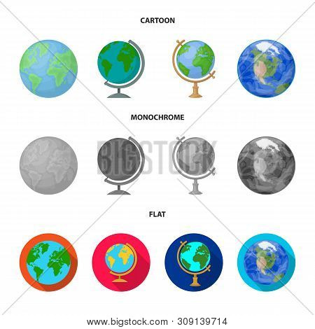 Vector Design Of Globe And World Sign. Collection Of Globe And Earth Vector Icon For Stock.