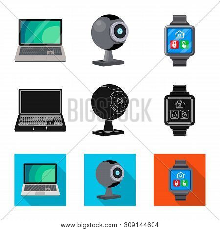 Isolated Object Of Laptop And Device Symbol. Set Of Laptop And Server Stock Vector Illustration.