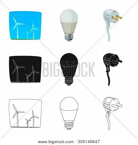 Vector Illustration Of Electricity And Electric Icon. Set Of Electricity And Energy Vector Icon For 
