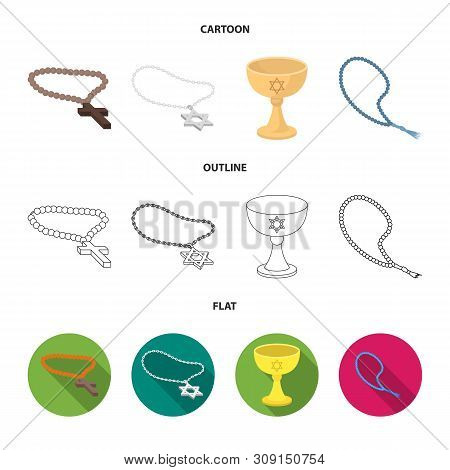 Vector Illustration Of Muslim And Items Sign. Collection Of Muslim And Candle Vector Icon For Stock.