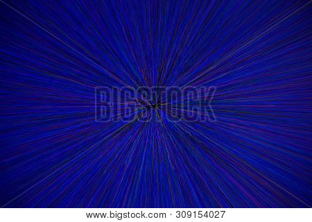 Natural Lens Zoom Explosion Radial Blurred Red Green Blue Dots On Black Background