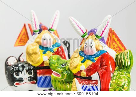 Chinese Traditional Middle Autumn Festival Gift,a Rabbit Officeholder Closeup