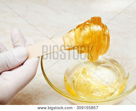 Hot Wax Waxing For Hair Removal Depilation Epilation Procedure Cosmetology Concept