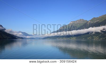 Mount Augstmatthorn, Switzerland. Lake Brienz. Summer Day In Switzerland.