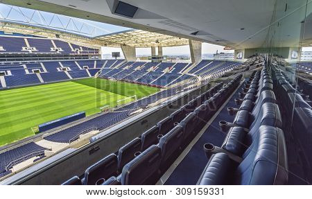 Porto, Portugal - April 2018: Vip Tribune At  Estadio Do Dragao Stadium