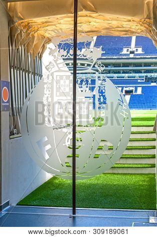 Porto, Portugal - April 2018: Exit On To The Grounds At Estadio Do Dragao Arena