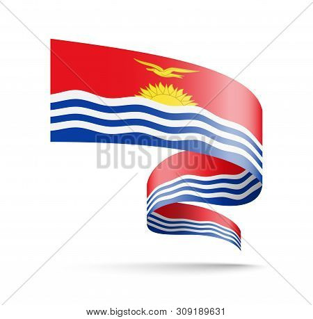 Kiribati Flag In The Form Of Wave Ribbon.