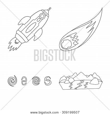 Vector Design Of Space And Galaxy Logo. Set Of Space And Travels Vector Icon For Stock.