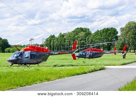 Bueckeburg / Germany - June 13, 2019: Bell 206b Jetranger Iii Flies For Military Training Missions O