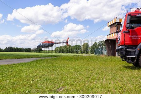 Bueckeburg / Germany - June 13, 2019: Bell 206b Jetranger Iii Flies For Military Training Missions O