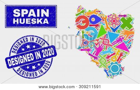 Mosaic Industrial Hueska Province Map And Designed In 2020 Watermark. Hueska Province Map Collage De
