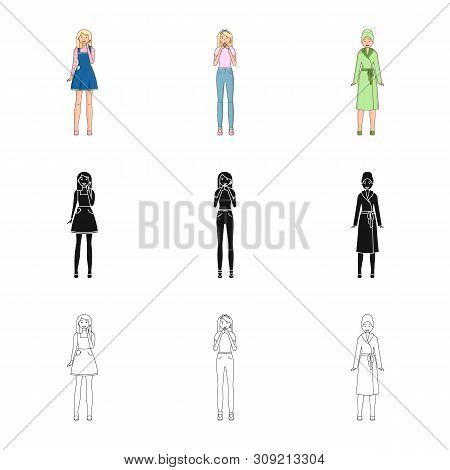 Vector Illustration Of Posture And Mood Icon. Set Of Posture And Female Stock Vector Illustration.
