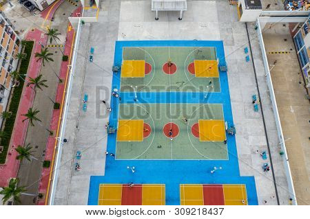 Choi Hung, Hong Kong 17 May 2019: Top view of famous public estate in Hong Kong, Choi Hung estate