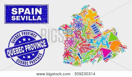 Mosaic Tools Sevilla Province Map And Quebec Province Watermark. Sevilla Province Map Collage Constr