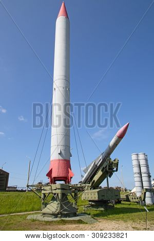 Soviet surface-to-air anti aircraft systems on the military exhibition