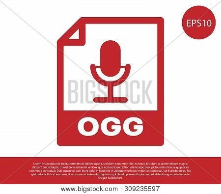 Red Ogg File Document Icon. Download Ogg Button Icon Isolated On White Background. Ogg File Symbol. 