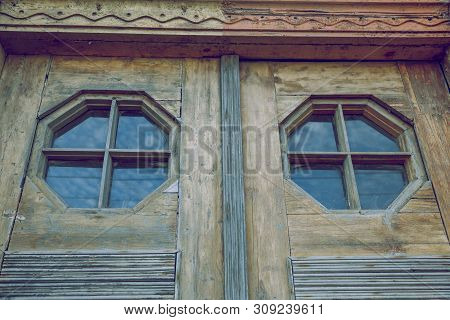 City Riga, Latvian Old Window Frame, Octagonal Shape. Travel Photo 2019. 25. Jun.