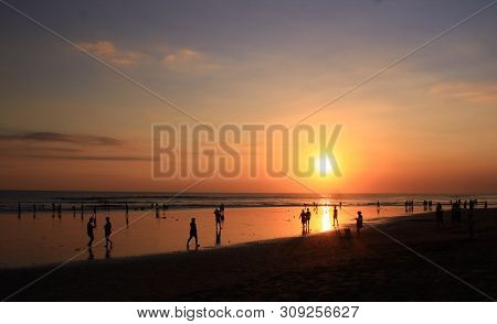 Amazing Sunset In Seminyak Bali Indonesia. The Best Sunset In The World.