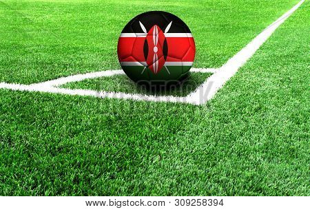 Soccer Ball On A Green Field, Flag Of Kenya