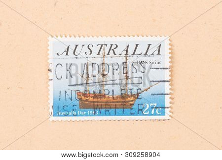 Australia - Circa 1983: A Stamp Printed In Australia Shows An Image Of The Hms Sirius, Circa 1983