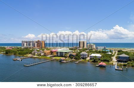 Aerial View Of Ono Island, Alabama And Perdido Key, Florida Beaches