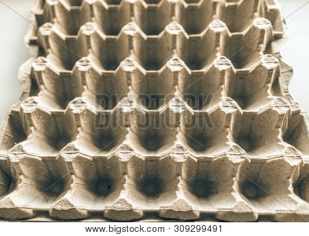 Open Empty Cardboard Egg Container Box, Farm Egg Tray Carton Grid Background, Egg Packaging of Product Protection
