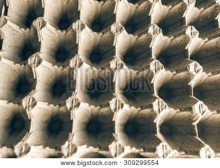 Open Empty Cardboard Egg Container Box, Farm Egg Tray Carton Grid Background, Egg Packaging of Product Protection
