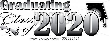 Graduating Class Of 2020 Banner With Cap And Diploma