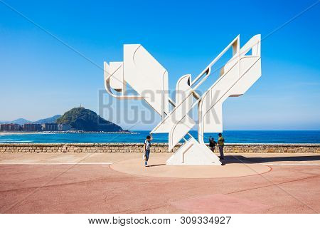 Bird Of Peace Of Paloma De La Paz Monument Sculpture At The San Sebastian City, Basque Country In No