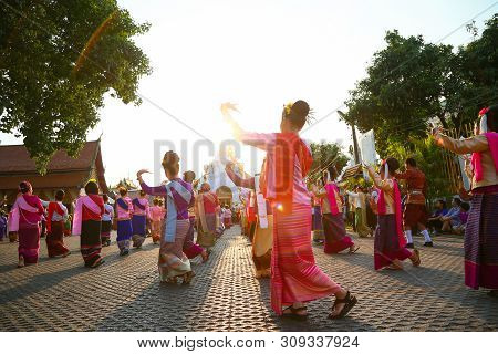 Chiang Mai, Thailand - 16 May 2016 : Thai Nail Dance At Chiang Mai Province. Thailand Culture By Wom