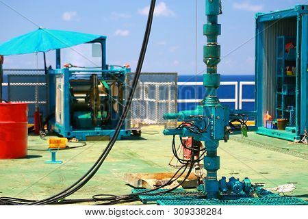 Well Head Maintenance Team And Well Service Team Work On Oil And Gas Platform For Service Wellhead. 