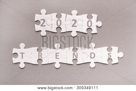 Pazzle It. Creative 2020 Trends Concept On Grey Background, Panorama, Copy Space