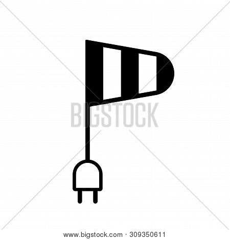 Flat Linear Design.flat Icon Denoting The Use Of Wind Energy. Vector Illustration. Modern Technologi