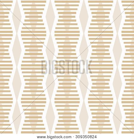 Geometric Seamless Pattern. Two Colors Beige And White. Vector Illustration