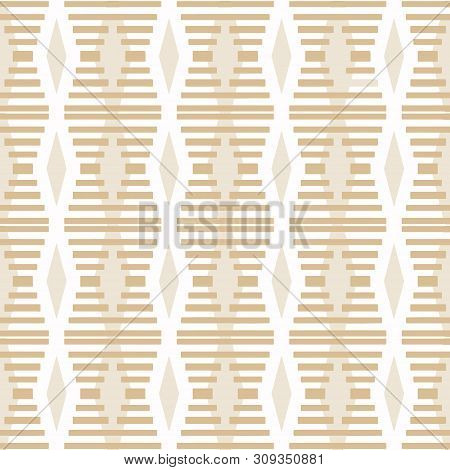 Geometric Seamless Pattern. Two Colors Beige And White. Vector Illustration