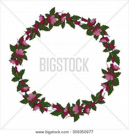 Invitation Card With Floral Wreath For Your Design