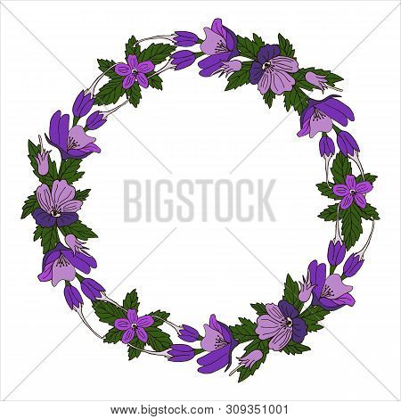 Invitation Card With Floral Wreath For Your Design