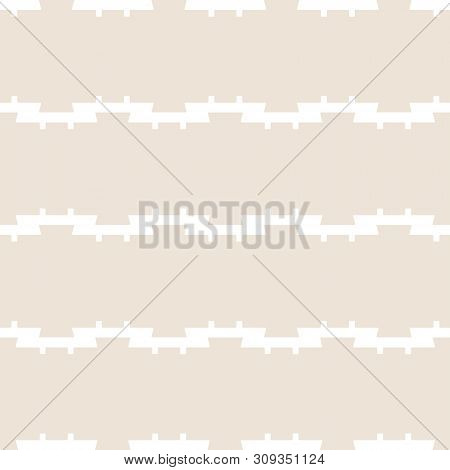 Geometric Seamless Pattern. Two Colors Beige And White. Vector Illustration