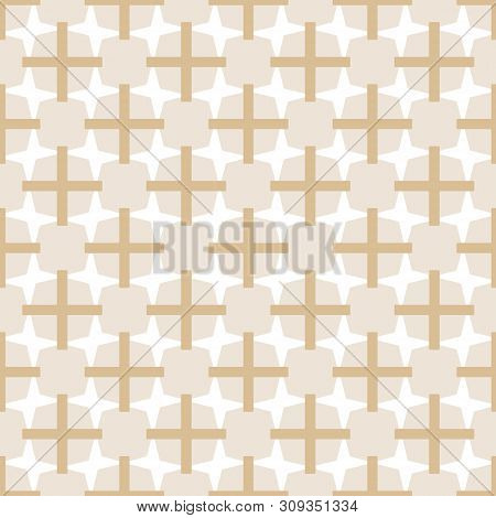 Geometric Seamless Pattern. Two Colors Beige And White. Vector Illustration