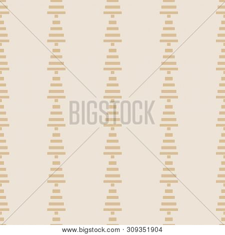 Geometric Seamless Pattern. Two Colors Beige And White. Vector Illustration