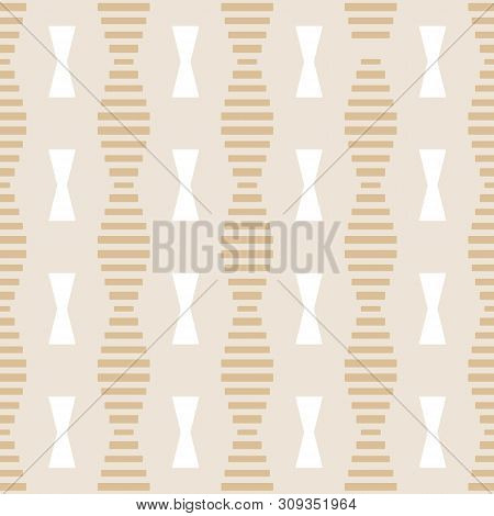 Geometric Seamless Pattern. Two Colors Beige And White. Vector Illustration