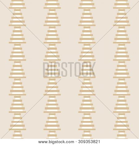 Geometric Seamless Pattern. Two Colors Beige And White. Vector Illustration