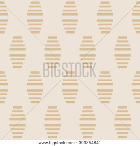 Geometric Seamless Pattern. Two Colors Beige And White. Vector Illustration