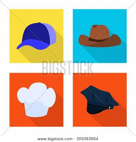 Vector Design Of Fashion And Profession Icon. Set Of Fashion And Cap Stock Vector Illustration.
