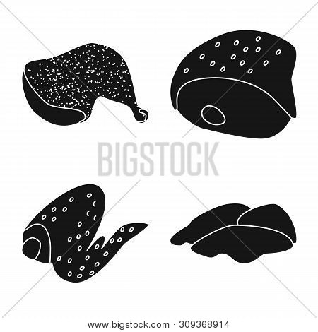 Vector Illustration Of Restaurant And Agriculture Sign. Set Of Restaurant And Raw Vector Icon For St