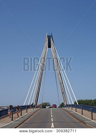 Southport, Merseyside, United Kingdom - 28 June 2019: A View Of The Suspension Bridge In Southport M