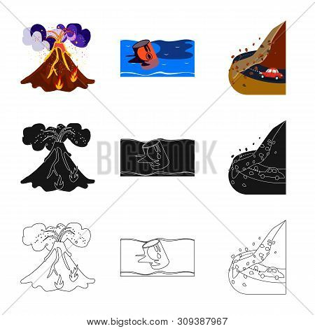 Isolated Object Of Weather And Distress Logo. Collection Of Weather And Crash Vector Icon For Stock.