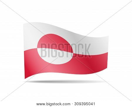 Waving Greenland Flag In The Wind. Flag On White Vector Illustration